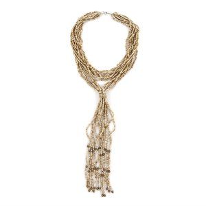 Unique Light brown Multi Strand Beaded Double Wrist Necklace 22"  B458